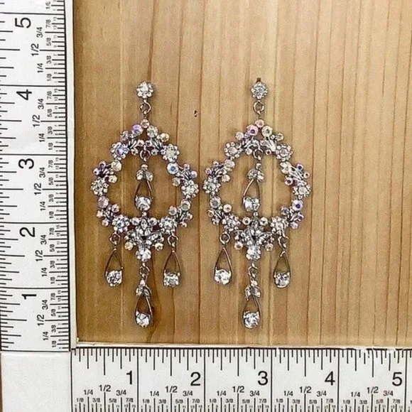 SOLD Fabulous Bridal Pageant Formal AB Crystal Chandelier Earrings - Picture 7 of 7